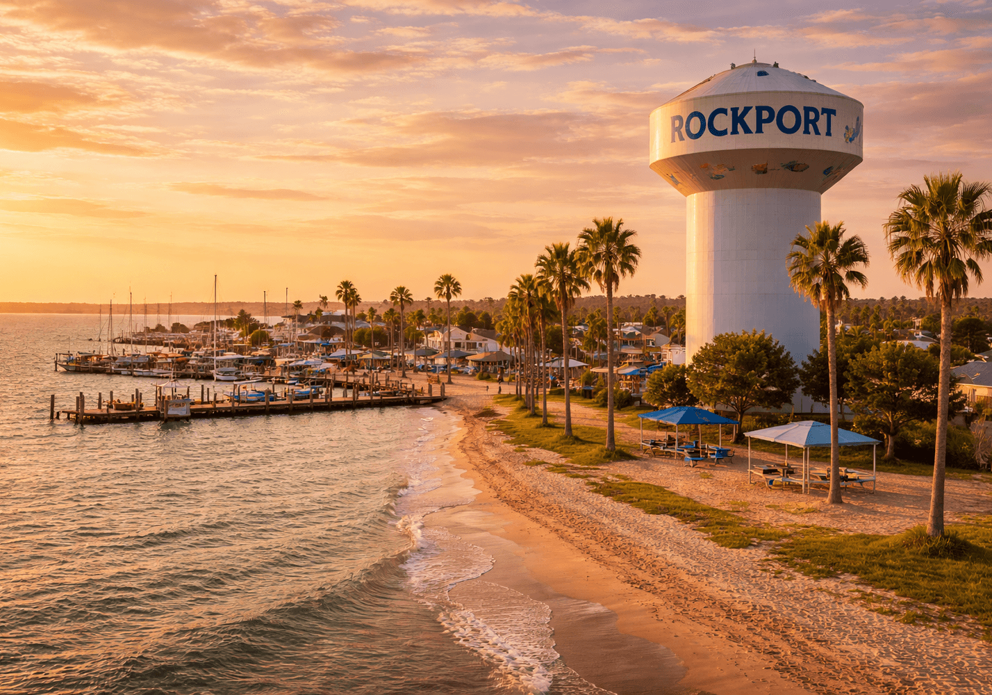 A calm coastal evening in Rockport, Texas during our full-time RV stay